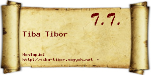 Tiba Tibor névjegykártya